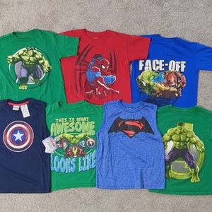 Size Small 6/7 Superheroes Graphic T-Shirts Set Lot Bundle